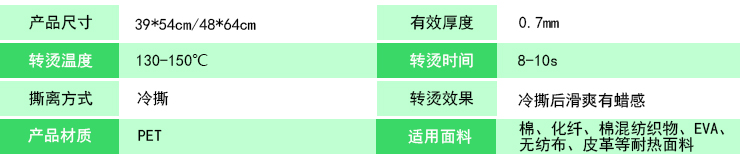 產品參數